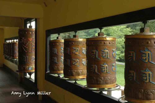prayer wheels at the Tibetan Mongolian Buddhist Cultural Center in Bloomington, Indiana
